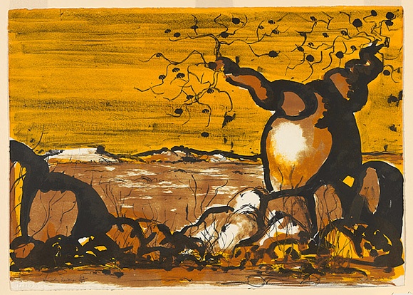 Artist: b'Drysdale, Russell.' | Title: b'Kimberley landscape.' | Date: 1964 | Technique: b'lithograph, printed in colour, from three zinc plates' | Copyright: b'\xc2\xa9 Estate of Russell Drysdale'