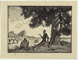 Artist: b'LINDSAY, Lionel' | Title: b'The colloquy' | Date: 1922 | Technique: b'wood-engraving, printed in black ink, from one block' | Copyright: b'Courtesy of the National Library of Australia'