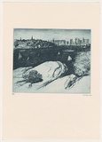 Artist: Rees, Lloyd. | Title: The Summit, Ball's Head | Date: 1978 | Technique: softground etching, printed in blue ink with plate-tone, from one zinc plate | Copyright: © Alan and Jancis Rees