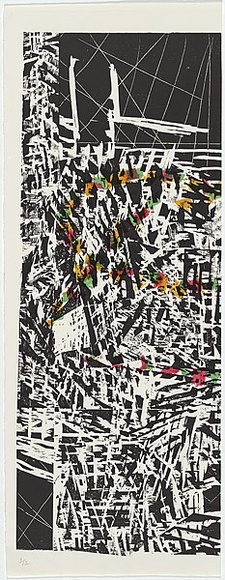 Artist: b'Marsden, David' | Title: b'Back and beyond (left panel)' | Date: 1990 | Technique: b'woodcut, printed in colour, from multiple blocks'
