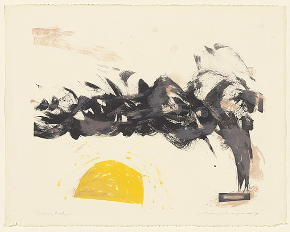 Artist: b'MACQUEEN, Mary' | Title: b'Fire in Rubber factory' | Date: 1970 | Technique: b'lithograph, printed in colour, from multiple plates' | Copyright: b'Courtesy Paulette Calhoun, for the estate of Mary Macqueen'