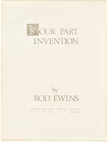 Artist: b'EWINS, Rod' | Title: b'Four part invention.' | Date: 1978, April | Technique: b'screenprint, white embossed cover'