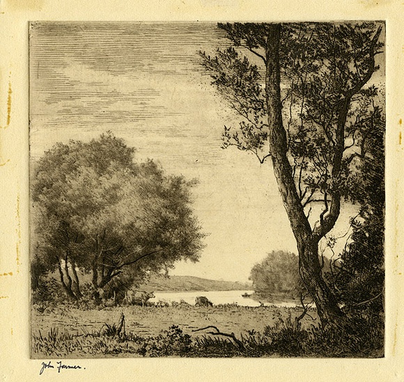 Artist: b'Farmer, John.' | Title: b'Landscape.' | Date: c.1956 | Technique: b'etching, printed in brown ink with plate-tone, from one plate'