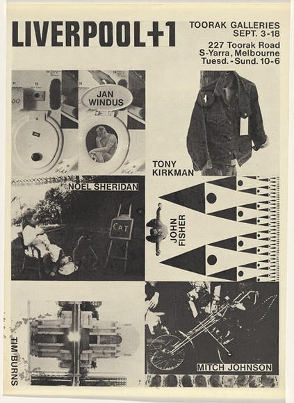 Artist: b'UNKNOWN' | Title: b'Liverpool + 1, Toorak Galleries, Melbourne' | Date: 1973 | Technique: b'screenprint, printed in black ink, from one stencil'