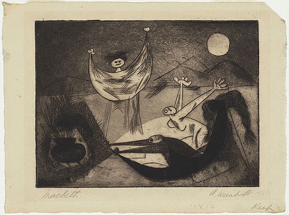 Artist: b'Wienholt, Anne.' | Title: b'Macbeth' | Date: 1948 | Technique: b'etching and aquatint, printed in black ink with plate-tone, from one copper plate'