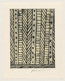 Artist: b'Wonaeamirri, Pedro.' | Title: b'not titled [geometric design consisting of striped and spotted columns]' | Date: 2000, February | Technique: b'etching, printed in black and cream in intaglio and relief, from one plate' | Copyright: b'\xc2\xa9 Pedro Wonaeamirri, Jilamara Arts and Craft'