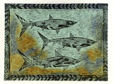 Artist: JENUARRIE, | Title: The sharks | Date: 1990 | Technique: linocut, printed in colour, from four blocks