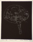 Artist: RADO, Ann | Title: Mick's cat | Date: 2000 | Technique: wood engraving, relief printed in black ink, from one block