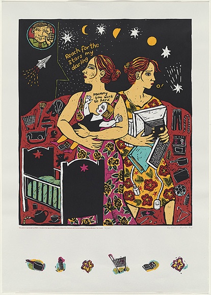 Artist: b'Apelt, Rachel.' | Title: b'Reach for the stars my darling.' | Date: 1994 | Technique: b'screenprint, printed in colour, from seven stencils'