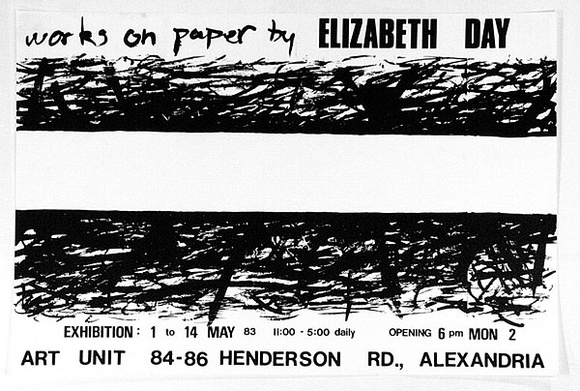 Artist: b'MERD INTERNATIONAL' | Title: b'Works on paper by Elizabeth Day' | Date: 1983 | Technique: b'screenprint'