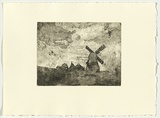 Artist: b'LONG, Sydney' | Title: b'(Windmill)' | Date: c.1919 | Technique: b'aquatint, printed in black ink, from one copper plate' | Copyright: b'Reproduced with the kind permission of the Ophthalmic Research Institute of Australia'