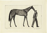 Artist: b'Brack, John.' | Title: b'Strapper and horse.' | Date: 1956 | Technique: b'drypoint, printed in black ink, from one copper plate' | Copyright: b'\xc2\xa9 Helen Brack'