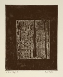 Artist: Partos, Paul. | Title: not titled [mid-tone cross-hatched rectangle contained lower centre within dark rectangle] | Date: 1986, March - April | Technique: etching and aquatint, printed in black ink, from one plate