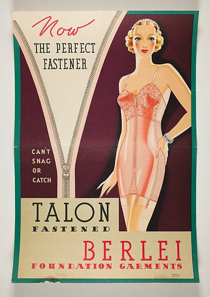 Artist: b'Smith & Julius Studio.' | Title: b'Talon fastened Berlei foundation garments.' | Date: c.1936 | Technique: b'lithograph, printed in colour, from multiple stones [or plates]'