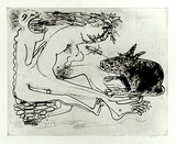 Artist: b'BOYD, Arthur' | Title: b'Nude with rabbit and syringe.' | Date: (1968-69) | Technique: b'etching and aquatint, printed in black ink, from one plate' | Copyright: b'Reproduced with permission of Bundanon Trust'