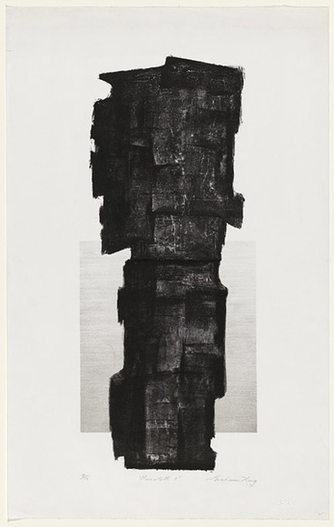 Artist: b'KING, Grahame' | Title: b'Monolith I' | Date: 1971 | Technique: b'lithograph, printed in colour, from two plates (black and grey)'