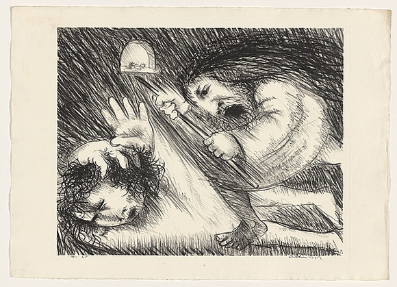 Artist: b'BOYD, Arthur' | Title: b'St Francis being beaten by his father.' | Date: (1965) | Technique: b'lithograph, printed in black ink, from one plate' | Copyright: b'This work appears on screen courtesy of Bundanon Trust'