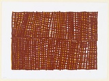 Artist: RED HAND PRINT | Title: Basket weave motif - red ochre over yellow ochre | Date: 1998, 23 July | Technique: screenprint, printed in colour, from two stencils