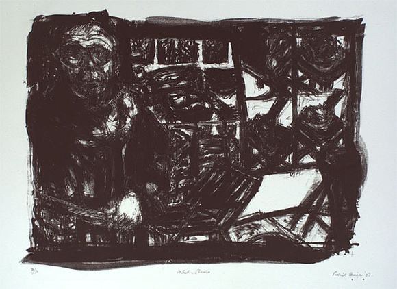 Artist: b'Henigan, Patrick.' | Title: b'Artist and studio' | Date: 1987 | Technique: b'lithograph, printed in black ink, from one stone'