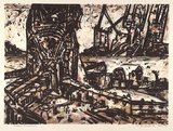 Artist: b'Senbergs, Jan.' | Title: b'Hudson industrial' | Date: 1990-1991 | Technique: b'lithograph, printed in colour, from four stones' | Copyright: b'\xc2\xa9 Jan Senbergs'