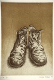 Artist: b'Cooper, Simon.' | Title: b'not titled [work boots]' | Date: 1997, November | Technique: b'etching, printed in black ink, from one plate'