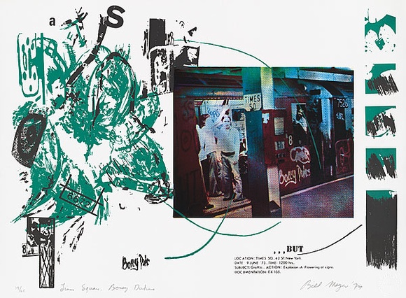 Artist: b'MEYER, Bill' | Title: b'Times Square, Boney Dukes' | Date: 1974-75 | Technique: b'screenprint, printed in colour, from multiple screens (photo colour separations and hand cut stencils)' | Copyright: b'\xc2\xa9 Bill Meyer'