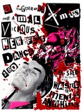 Title: b'A murderous axe mass a mal vicious New Year dance.' | Date: 1977 | Technique: b'screenprint, printed in colour, from multiple stencils' | Copyright: b'\xc2\xa9 Michael Callaghan'