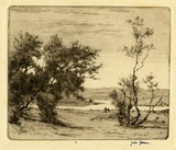 Artist: b'Farmer, John.' | Title: b'Landscape with river.' | Date: c.1960 | Technique: b'etching, printed in brown ink with plate-tone, from one plate'