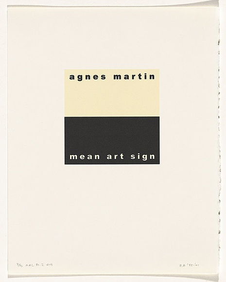 Artist: b'Burgess, Peter.' | Title: b'agnes martin: mean art sign.' | Date: 2001 | Technique: b'computer generated inkjet prints, printed in colour, from digital file'