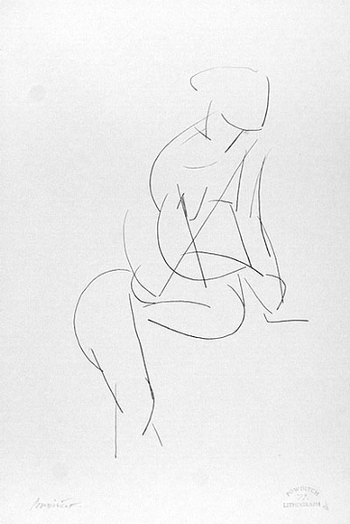 Artist: b'Powditch, Peter.' | Title: b'not titled [seated female nude]' | Date: c.1972 | Technique: b'lithograph, printed in black ink, from one plate'