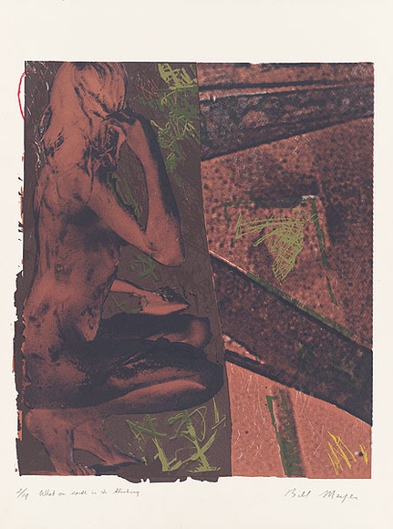 Artist: b'MEYER, Bill' | Title: bWhat's she thinking of? | Date: 1981 | Technique: b'screenprint, printed four colours, from three screens (photo-indirect with half-tone and open block-out)' | Copyright: b'\xc2\xa9 Bill Meyer'