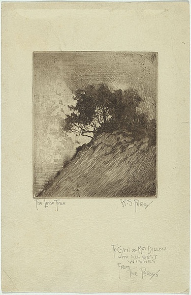 Artist: b'PERCY, W.S.' | Title: b'The lone tree.' | Date: c.1920 | Technique: b'etching and aquatint, printed in brown ink, from one plate'