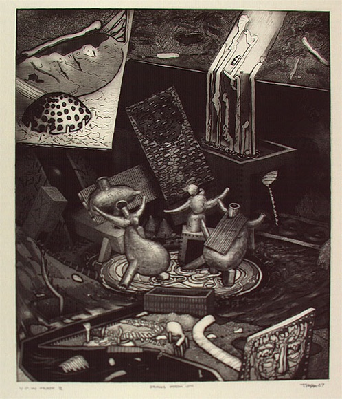 Artist: b'Ralph, Timothy' | Title: b'Brings forth 10-12' | Date: 1987 | Technique: b'etching and aquatint, printed in black ink, from one plate' | Copyright: b'\xc2\xa9 Timothy Ralph. Licensed by VISCOPY, Australia'