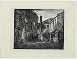 Artist: LINDSAY, Lionel | Title: (Old farm buildings) [verso] | Technique: wood-engraving, printed in black ink, from one block | Copyright: Courtesy of the National Library of Australia