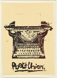 Artist: UNKNOWN (UNIVERSITY OF QUEENSLAND STUDENT WORKSHOP) | Title: Poet's union | Date: c.1980 | Technique: screenprint, printed in colour, from two stencils