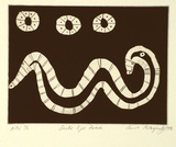 Artist: b'MITROPOULOS, Connie' | Title: b'Snake eye rotate' | Date: 1996, July/August | Technique: b'aquatint, sugar lift and etching, printed in black ink, from one plate'