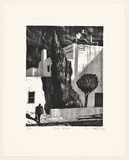 Artist: AMOR, Rick | Title: The [flats]. | Date: 1993 | Technique: woodcut, printed in black and grey ink, from two blocks