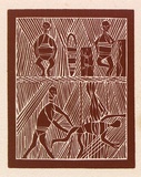 Artist: Manydjarri, Wilson. | Title: Wurrapari and Gjandi | Date: 1971 | Technique: linocut, printed in red-brown ink, from one block