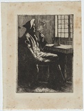 Artist: LINDSAY, Lionel | Title: The smoker. | Date: 1898 | Technique: etching and aquatint, printed in black ink, from one plate | Copyright: Courtesy of the National Library of Australia