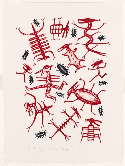 Artist: b'Killeen, Richard.' | Title: b'Red dragons of NZ' | Date: 1998 | Technique: b'lithograph, printed in colour, from multiple stones'