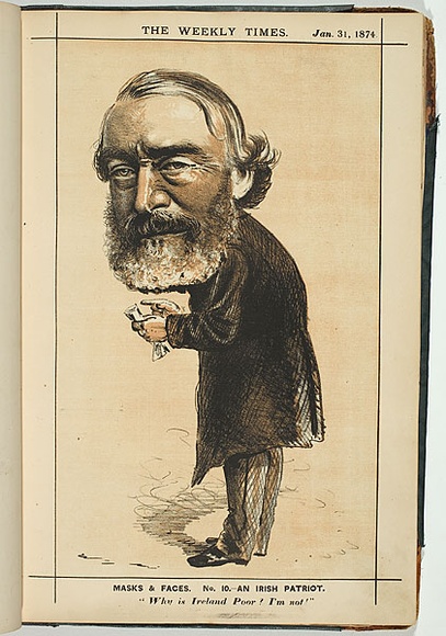 Title: b'An Irish patriot [Sir Charles Gavin Duffy].' | Date: 31 January 1874 | Technique: b'lithograph, printed in colour, from multiple stones'