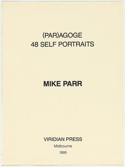 Artist: b'PARR, Mike' | Title: b'Title-page' | Date: 1995 | Technique: b'letterpress, printed in black ink'