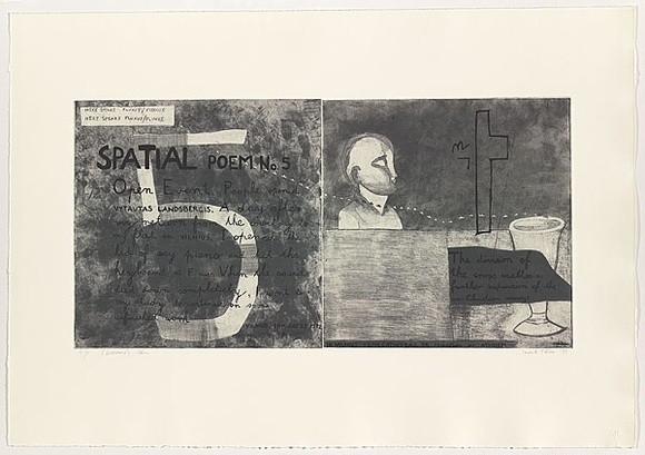 Artist: b'Tillers, Imants.' | Title: b'Diaspora/ [Spatial poem No. 5]' | Date: 1997 | Technique: b'etching, printed in black ink, from two plates' | Copyright: b'Courtesy of the artist'