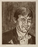 Artist: b'Miller, Lewis.' | Title: b'Michael Barnett' | Date: 1994 | Technique: b'etching, softground, roulette and drypoint, printed in black ink, from one plate' | Copyright: b'\xc2\xa9 Lewis Miller. Licensed by VISCOPY, Australia'