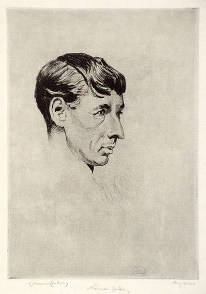 Artist: b'LINDSAY, Lionel' | Title: b'Norman Lindsay' | Date: 1918 | Technique: b'drypoint, printed in black ink with plate-tone, from one plate' | Copyright: b'Courtesy of the National Library of Australia'