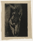 Artist: AMOR, Rick | Title: Not titled (standing nude). | Date: 1991 | Technique: woodcut, printed in black ink with rubbed back, from one block