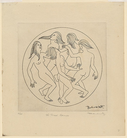 Title: b'The mad dance' | Date: c.1930 | Technique: b'engraving, printed in black ink, from one copper plate'