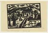 Artist: b'Groblicka, Lidia.' | Title: b'Landscape [3].' | Date: 1958 | Technique: b'linocut, printed in black ink, from one block'