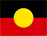 Artist: b'REDBACK GRAPHIX' | Title: b'Card: The Aboriginal Flag' | Date: 1980 | Technique: b'offset-lithograph, printed in colour, from three plates'