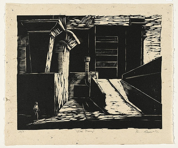 Artist: b'AMOR, Rick' | Title: b'The ramp.' | Date: 1992 | Technique: b'woodcut, printed in black ink, from one block'